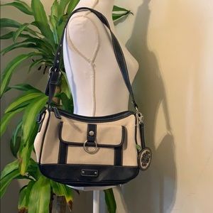 Canvas and leather shoulder bag